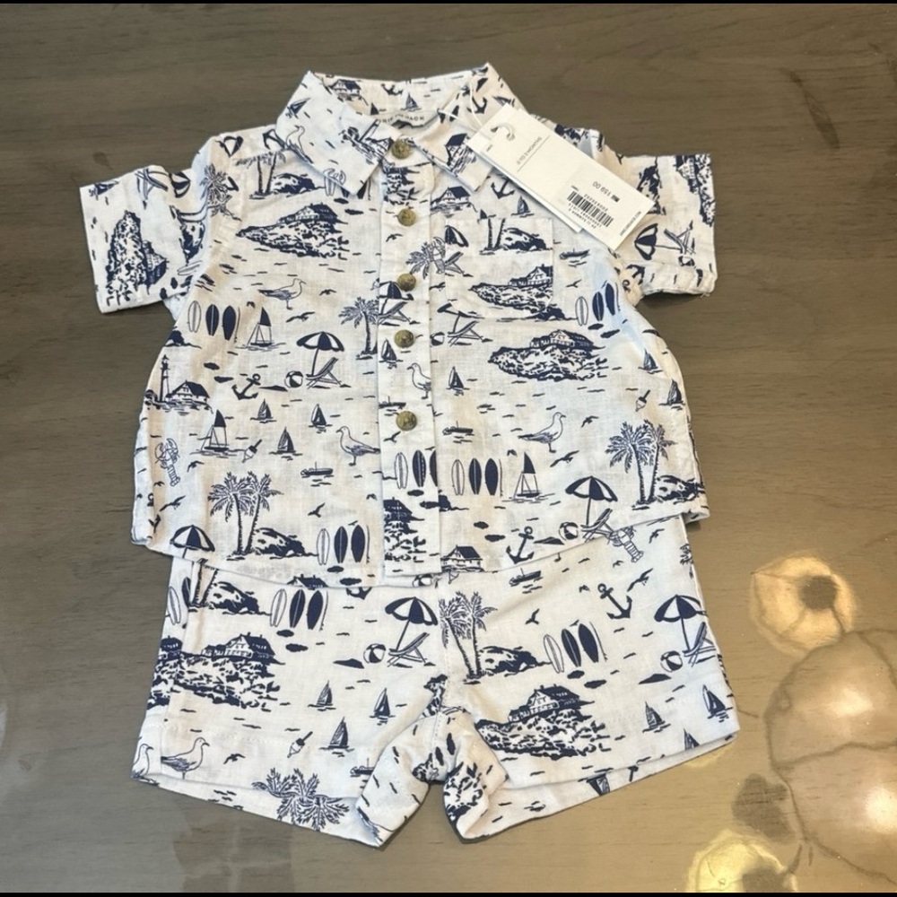 Nautical Print Baby Outfit